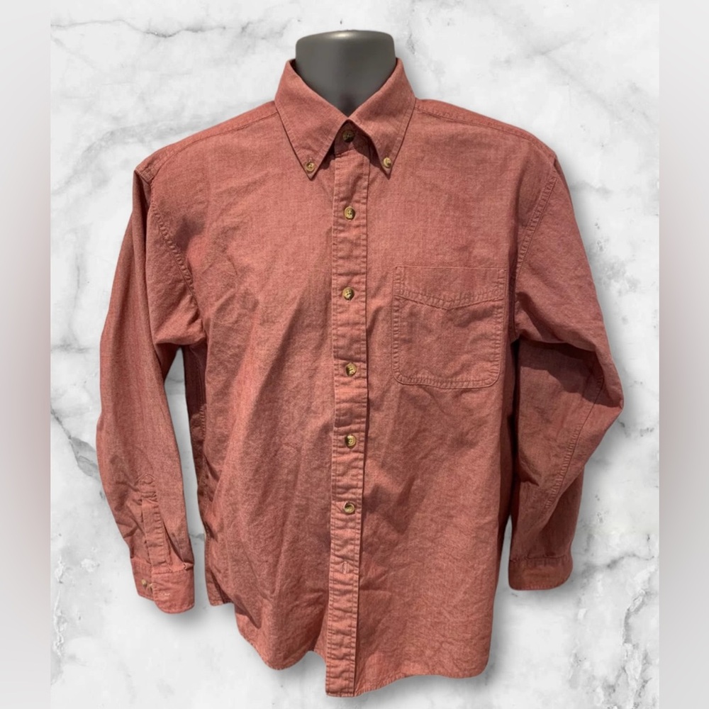 LL Bean red casual button down shirt medium men’s long‎ sleeve regular fit